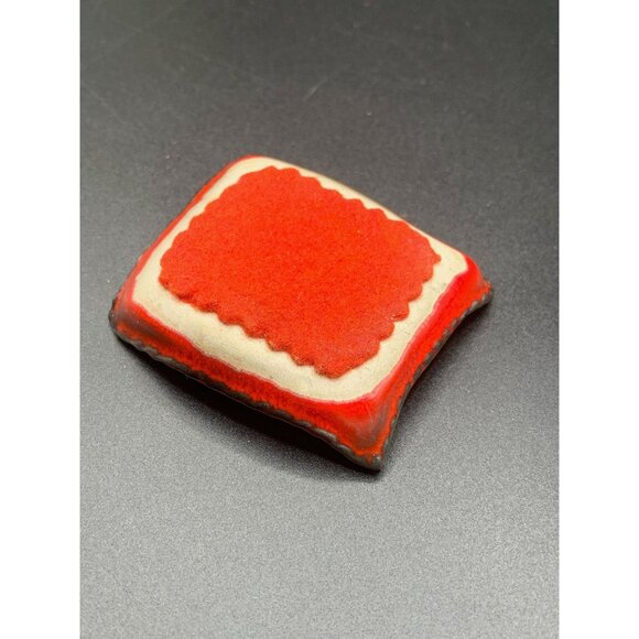 vintage pin cushion red ceramic pillow shaped miniature small pins holder - Picture 3 of 7